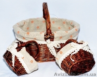 Корзина плетеная вставка с кружевом, набор 3шт 28*22*22см   - <ro>Изображение</ro><ru>Изображение</ru> #2, <ru>Объявление</ru> #1092998