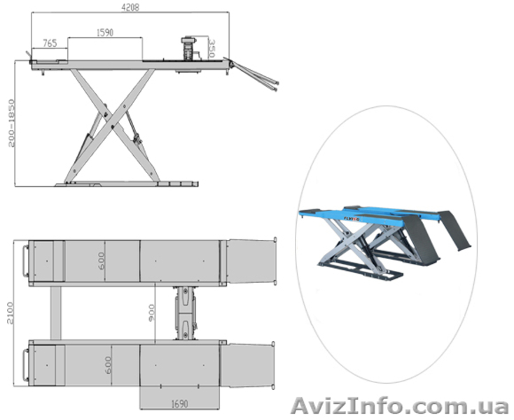 Подъемник четырехстоечный электро гидравлический, под сход/развал на 5.5т.  - <ro>Изображение</ro><ru>Изображение</ru> #3, <ru>Объявление</ru> #375072