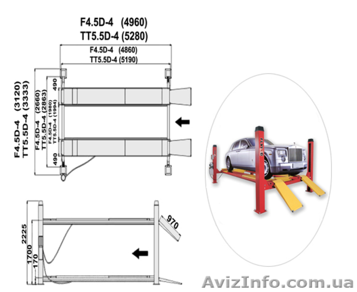 Подъемник четырехстоечный электро гидравлический, под сход/развал на 5.5т.  - <ro>Изображение</ro><ru>Изображение</ru> #5, <ru>Объявление</ru> #375072