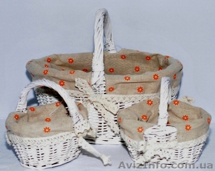 Корзина плетеная вставка с кружевом, набор 3шт 28*22*22см   - <ro>Изображение</ro><ru>Изображение</ru> #1, <ru>Объявление</ru> #1092998